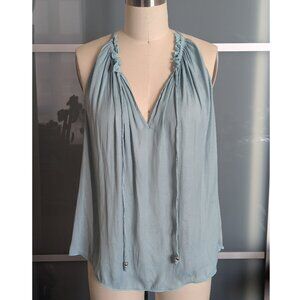 BCBGMAXAZRIA Teal Satin Snake Tank Top Size S